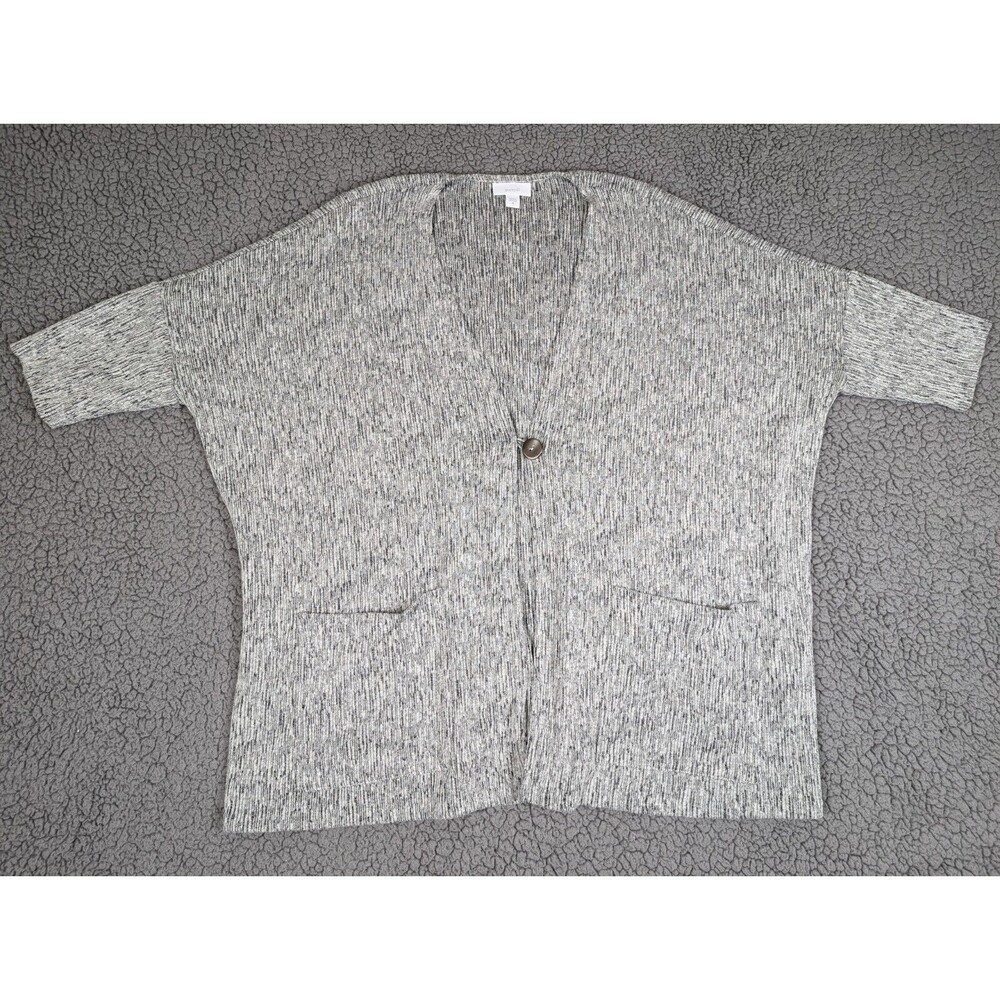 J Jill Cardigan Medium Drop Sleeve Single Button Sweater Pockets Linen Blend
